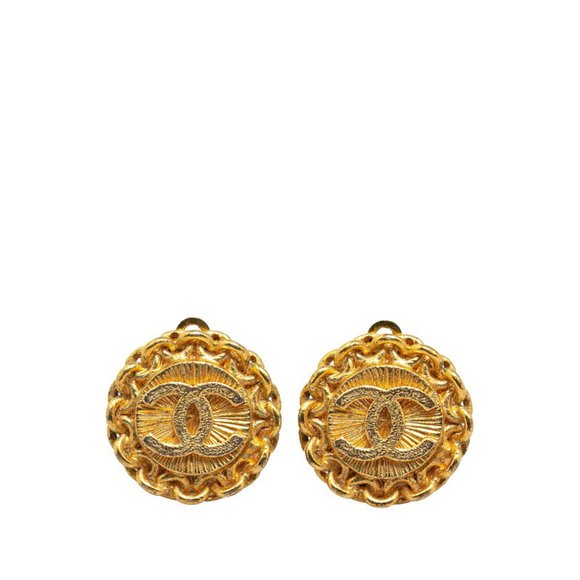 Chanel Coco Mark Gold Gold Plated earring - Picture 1 of 3
